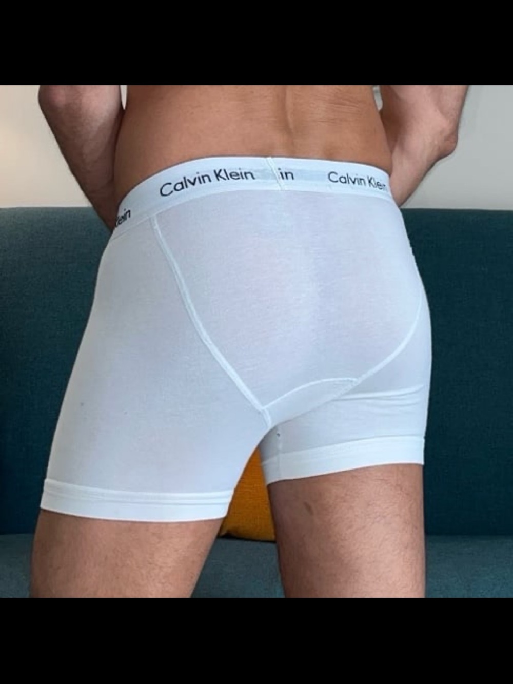 Calvin Klein White Men's Cotton Boxer Briefs with Logo Waistband - Picture 5 of 7